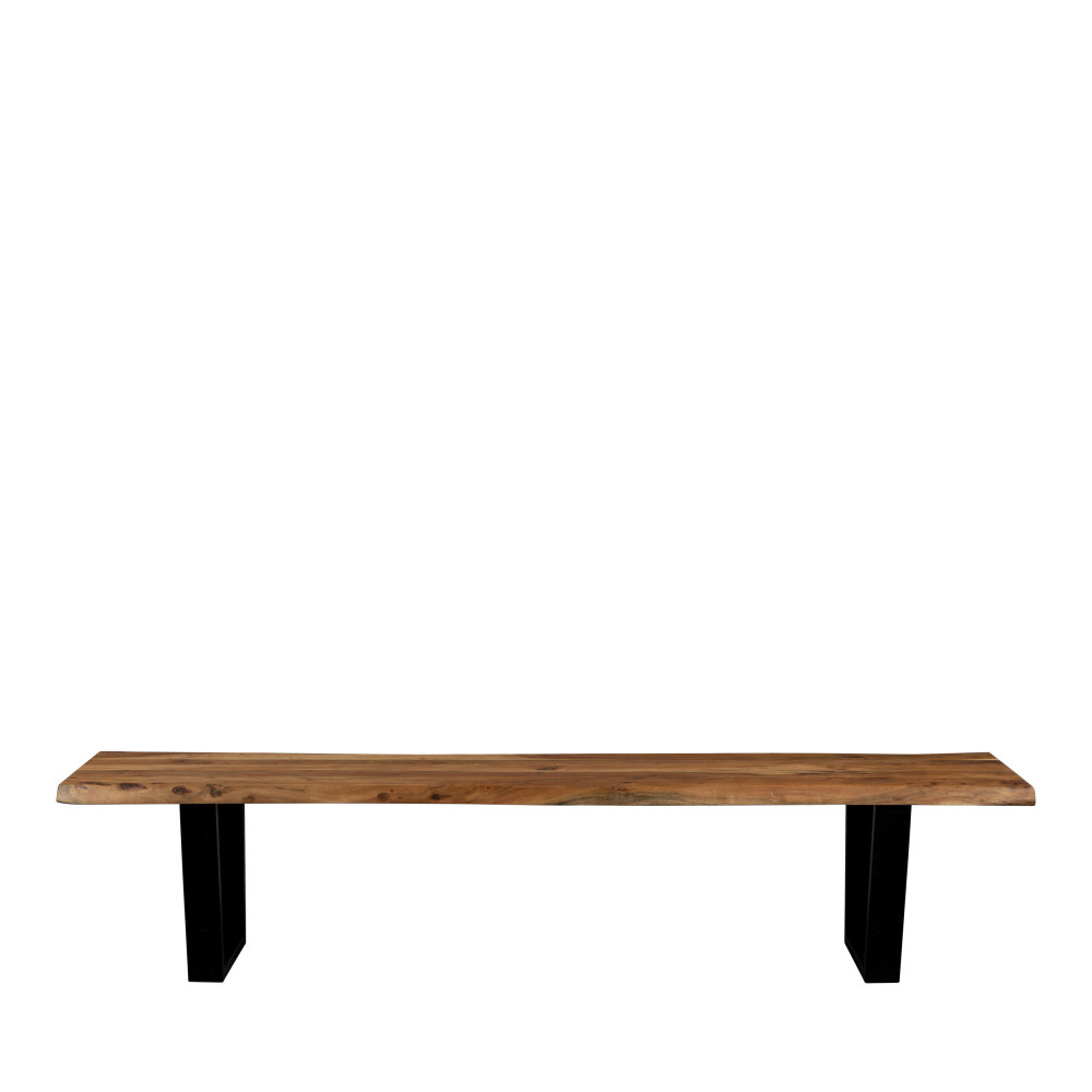 aka - banc en bois et métal 200cm - couleur - bois foncé / noir