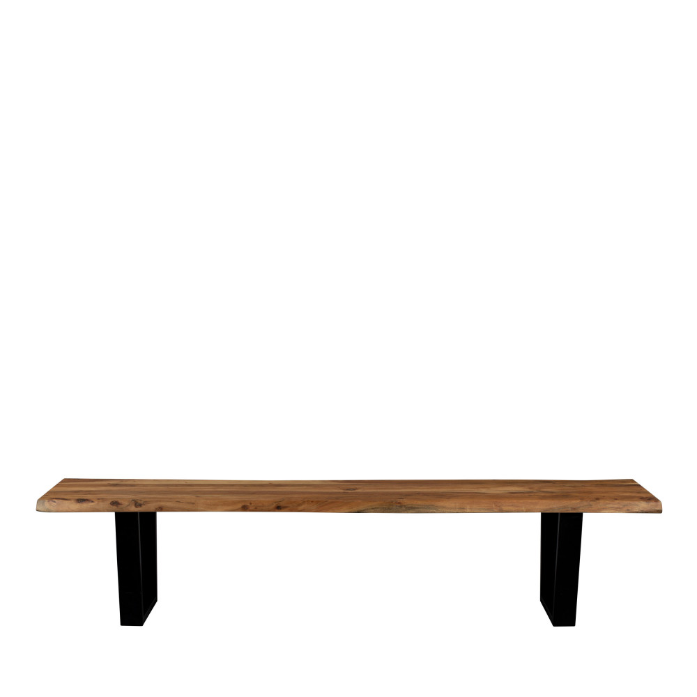 aka - banc en bois et métal 220cm - couleur - bois foncé / noir