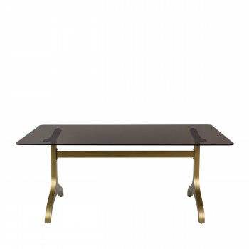 Sansa - Table à manger en métal et verre trempé 180x90cm