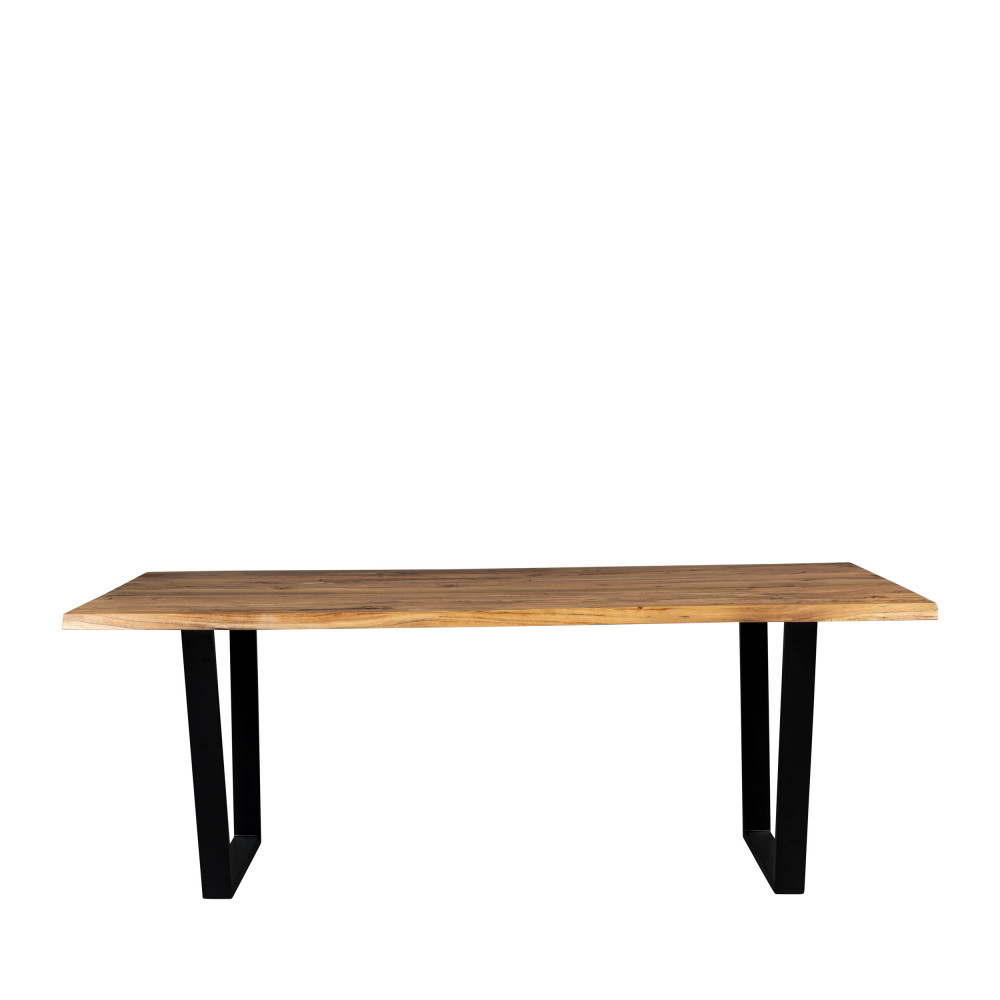 Aka - Table à manger en bois et métal 180x90cm - Couleur - Bois foncé / noir