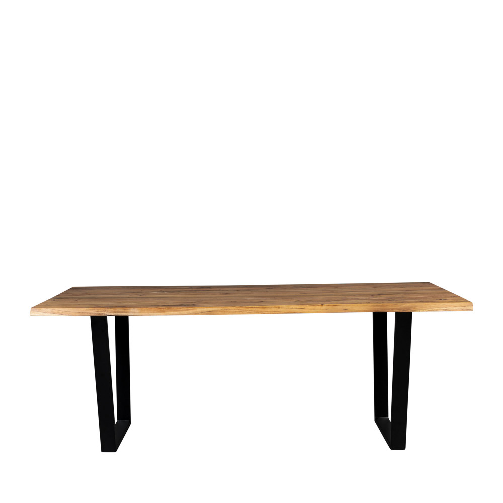 Aka - Table à manger en bois et métal 200x90cm - Couleur - Bois foncé