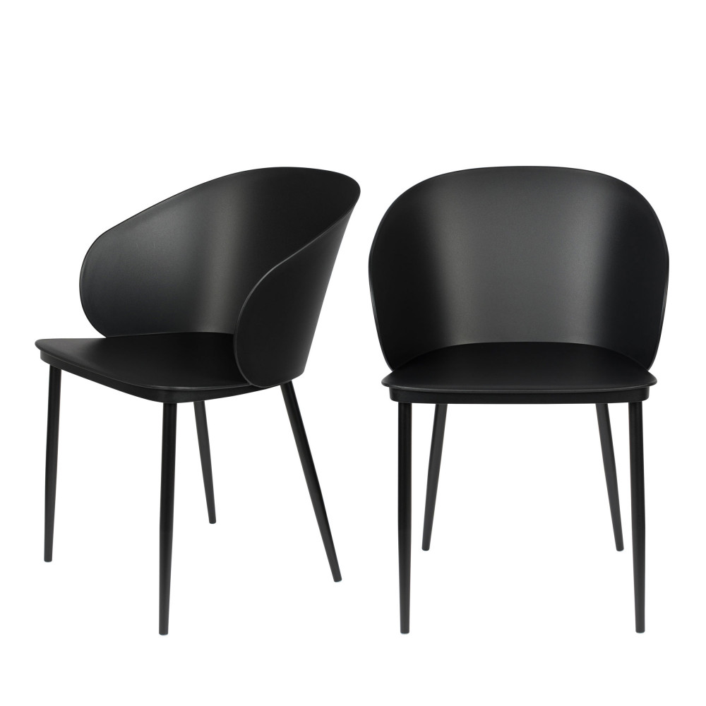 Gigi - Lot de 2 chaises en résine et métal - Couleur - Noir