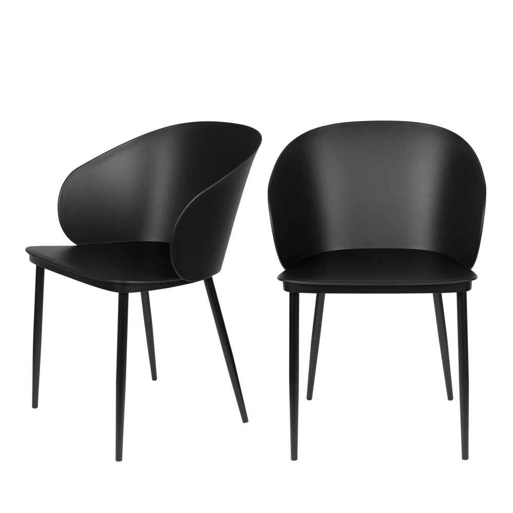 gigi - lot de 2 chaises en résine et métal - couleur - noir