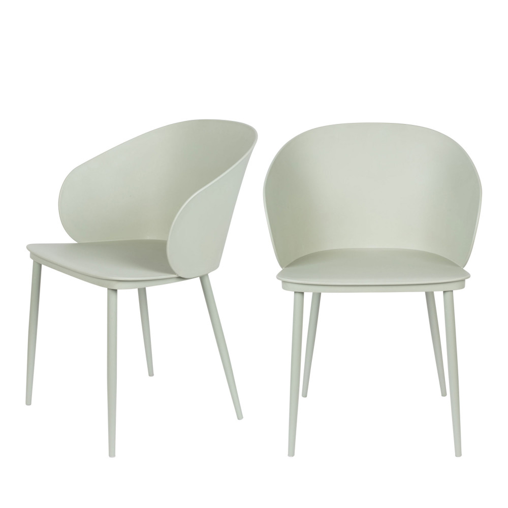 Gigi - Lot de 2 chaises en résine et métal - Couleur - Vert d'eau