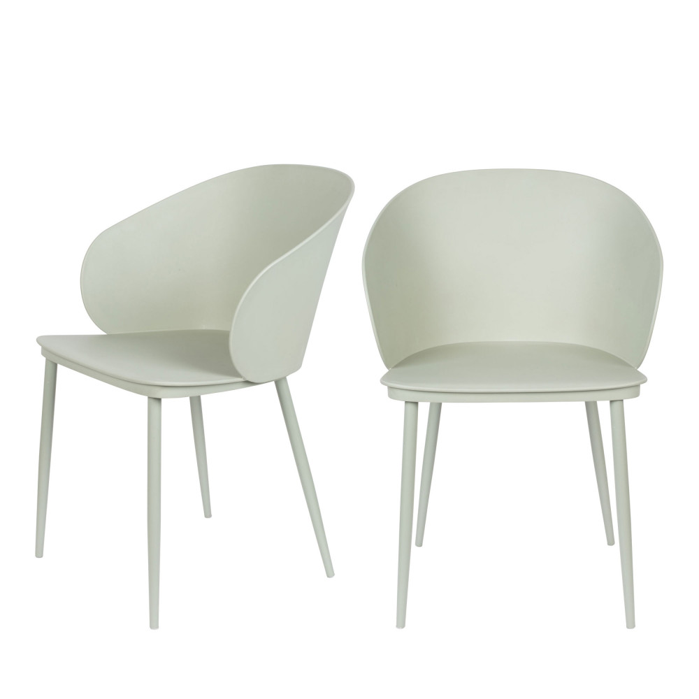 gigi - lot de 2 chaises en résine et métal - couleur - vert d'eau