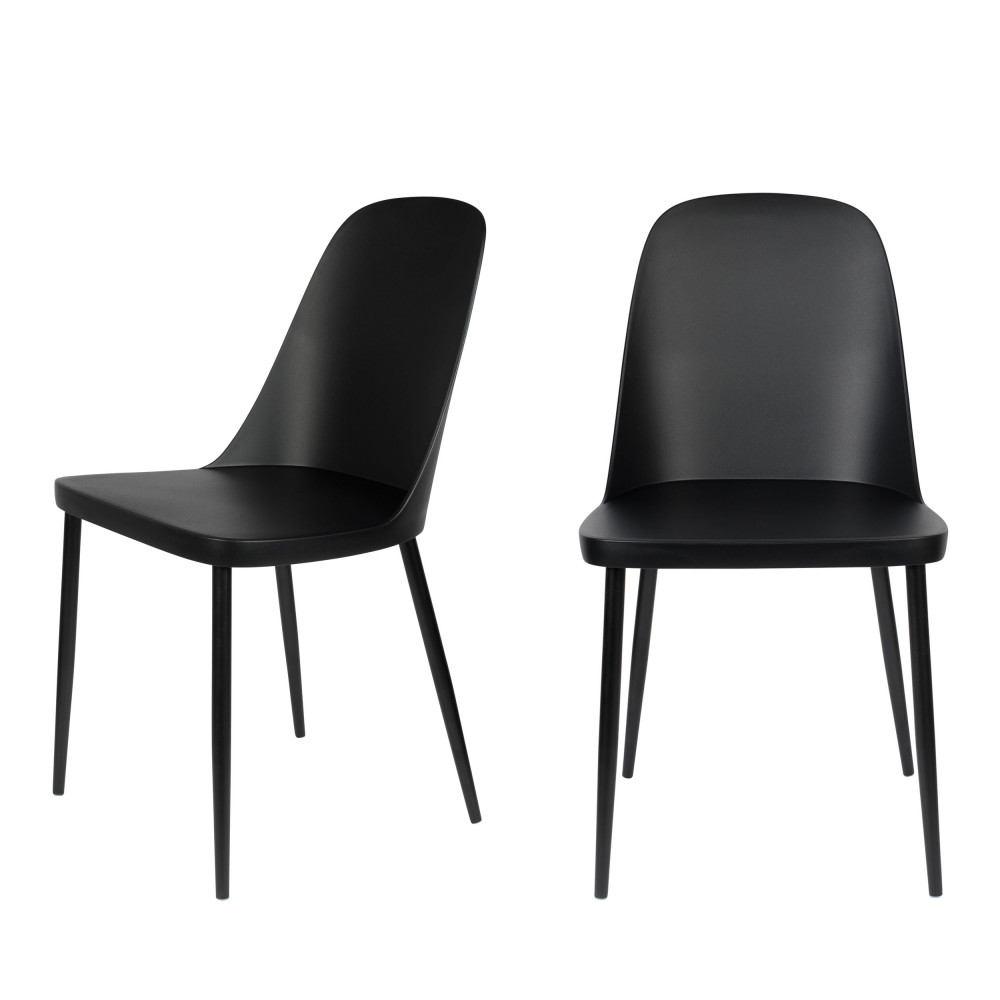 Pip - Lot de 2 chaises en résine et métal - Couleur - Noir