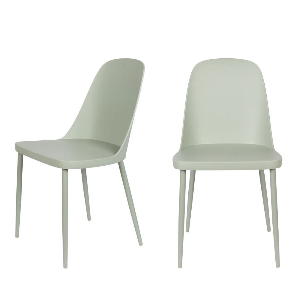 Pip - Lot de 2 chaises en résine et métal - Couleur - Vert d'eau