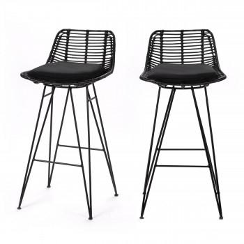 Chaise de bar design en rotin 67cm Capurgana