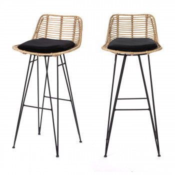 Tabouret haut carré orange et pieds couleur noire prix Francemobilia