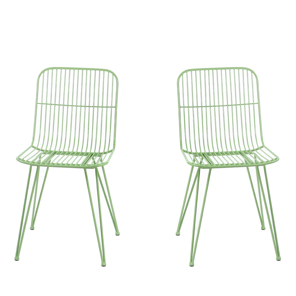 ombra - lot de 2 chaises design en métal - couleur - vert