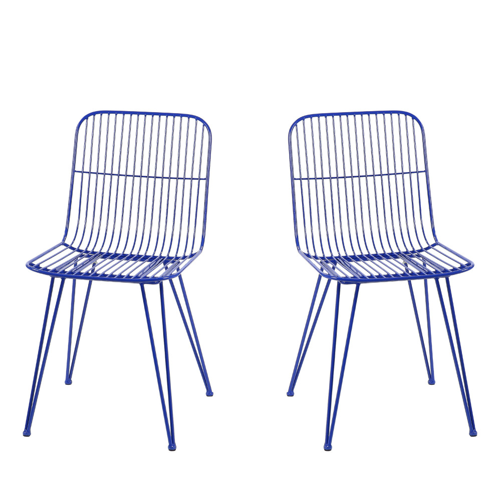 ombra - lot de 2 chaises design en métal - couleur - bleu