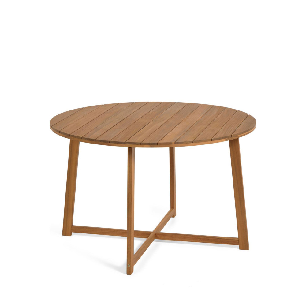 Dafna - Table à manger de jardin ronde en bois ø120cm - Couleur - Bois clair