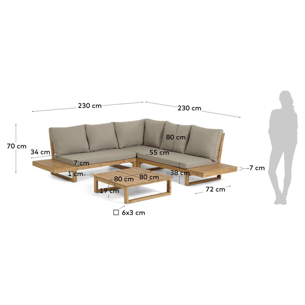 Tactile sense Federal Settlers Salon de jardin 1 canapé d'angle et 1 table basse Kave Home - FLAVIINA | Drawer Tactile sense Federal Settlers Salon de jardin 1 canapé d'angle et 1 table basse Kave Home - FLAVIINA | Drawer