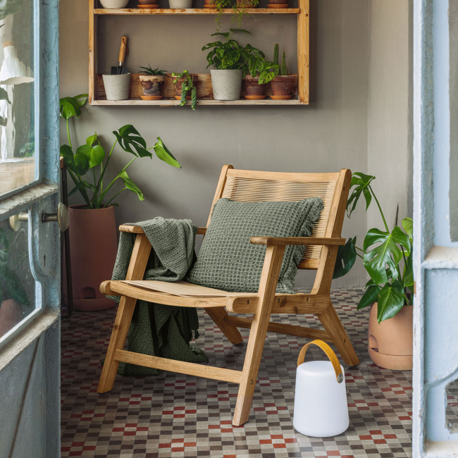 Geralda - Fauteuil de jardin en bois et résine tressée