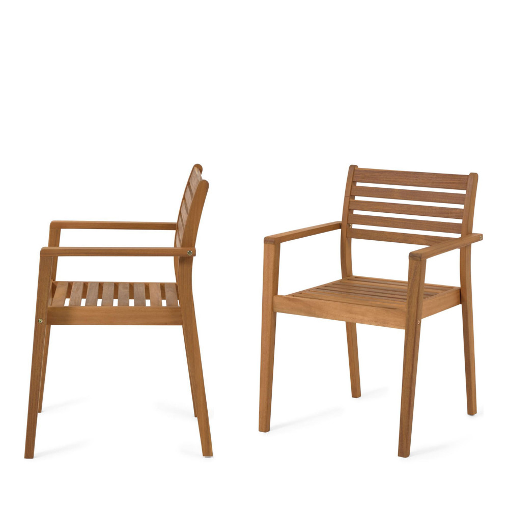 Hanzel - Lot de 2 chaises de jardin en bois - Drawer
