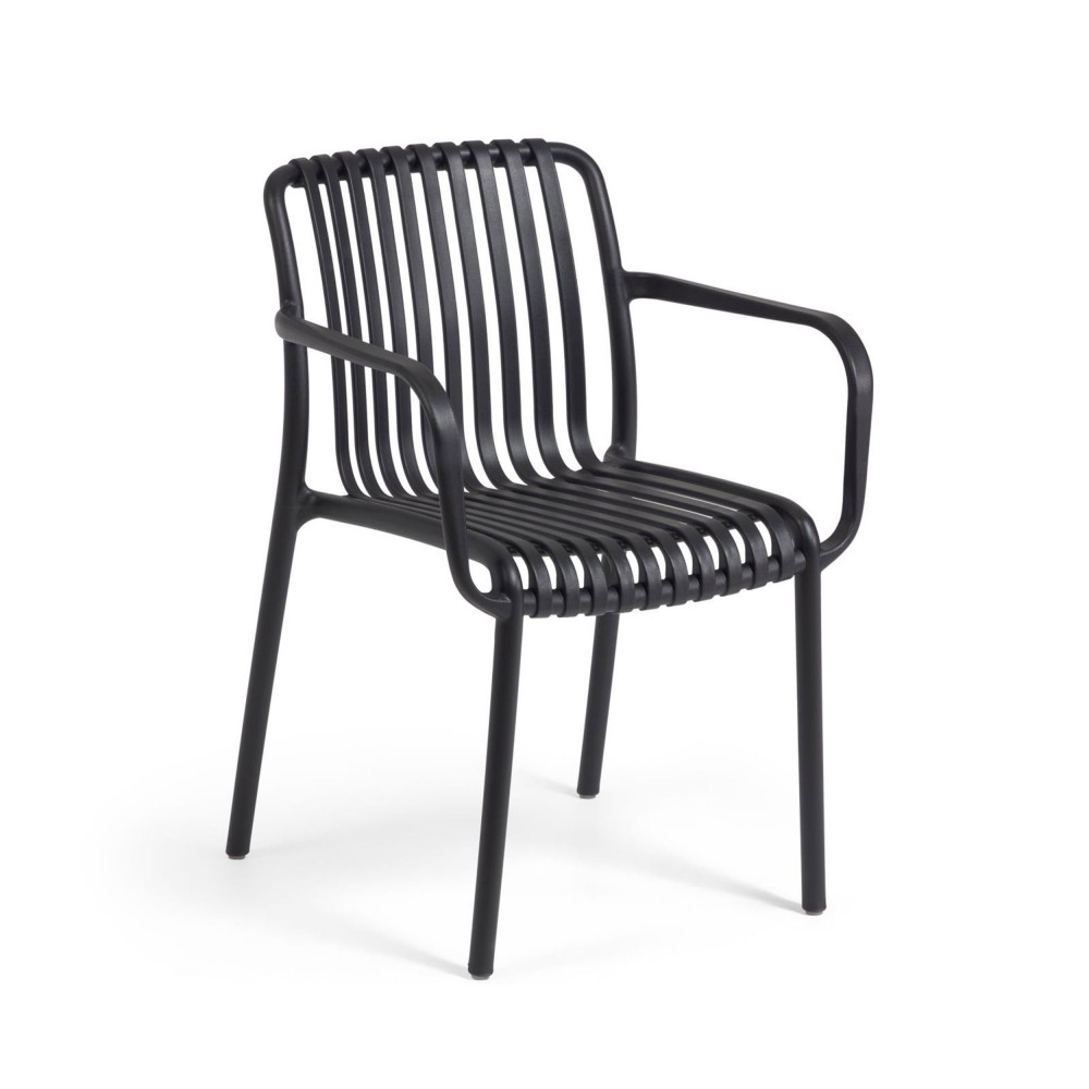 Isabellini - Lot de 4 chaises de jardin au design ergonomique - Couleur - Noir
