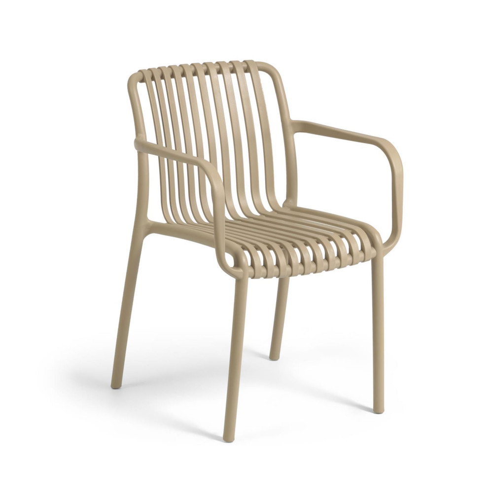 Isabellini - Lot de 4 chaises de jardin au design ergonomique - Couleur - Beige