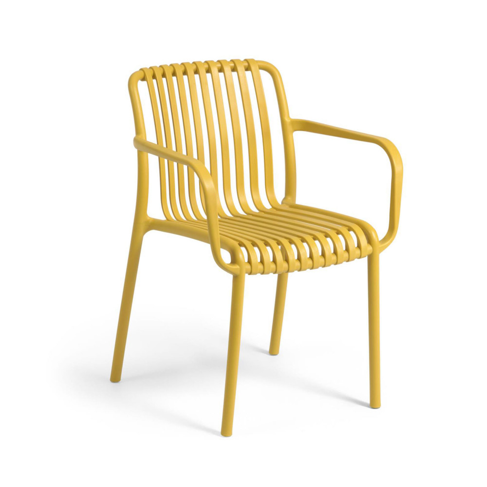 Isabellini - Lot de 4 chaises de jardin au design ergonomique - Couleur - Jaune moutarde