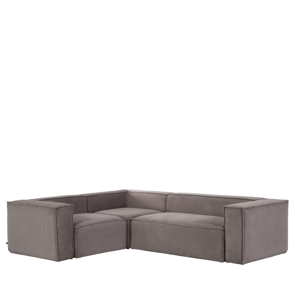 Blok - Canapé d'angle réversible en velours 320x230cm - Couleur - Gris