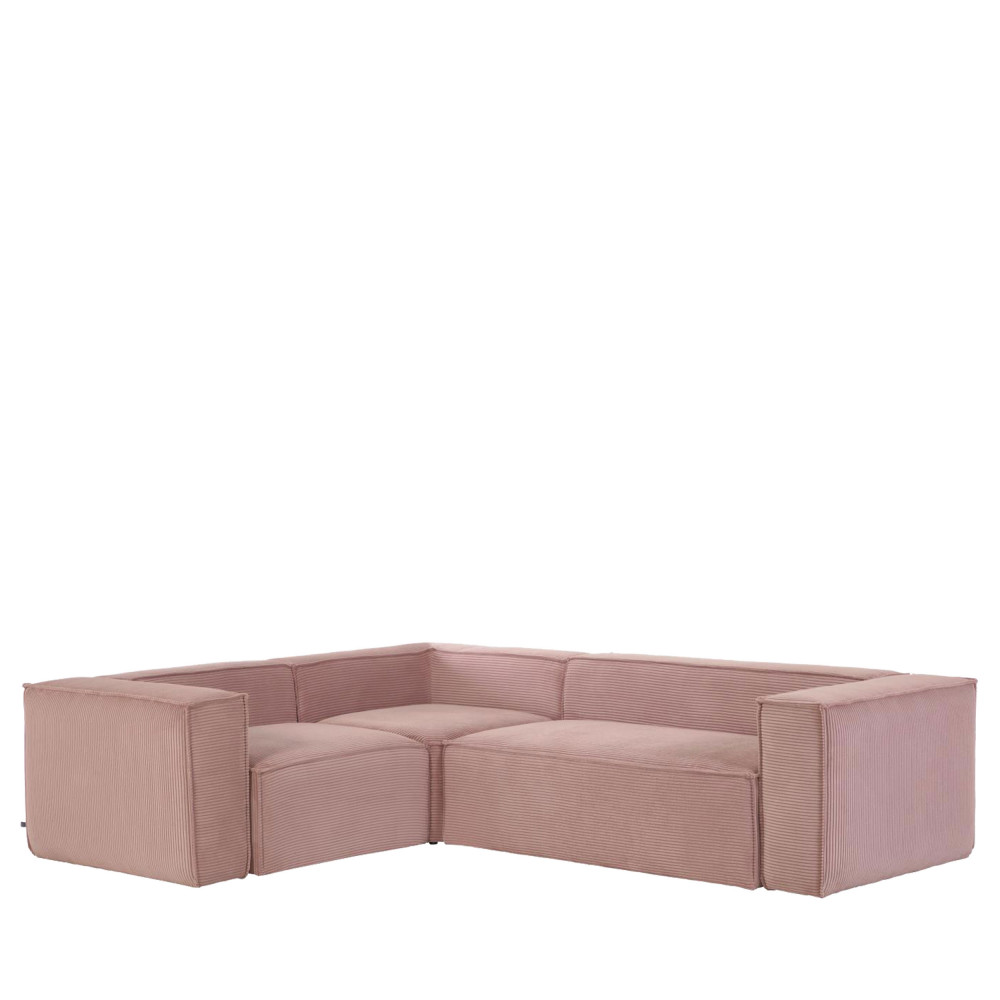 blok - canapé d'angle réversible en velours 320x230cm - couleur - vieux rose