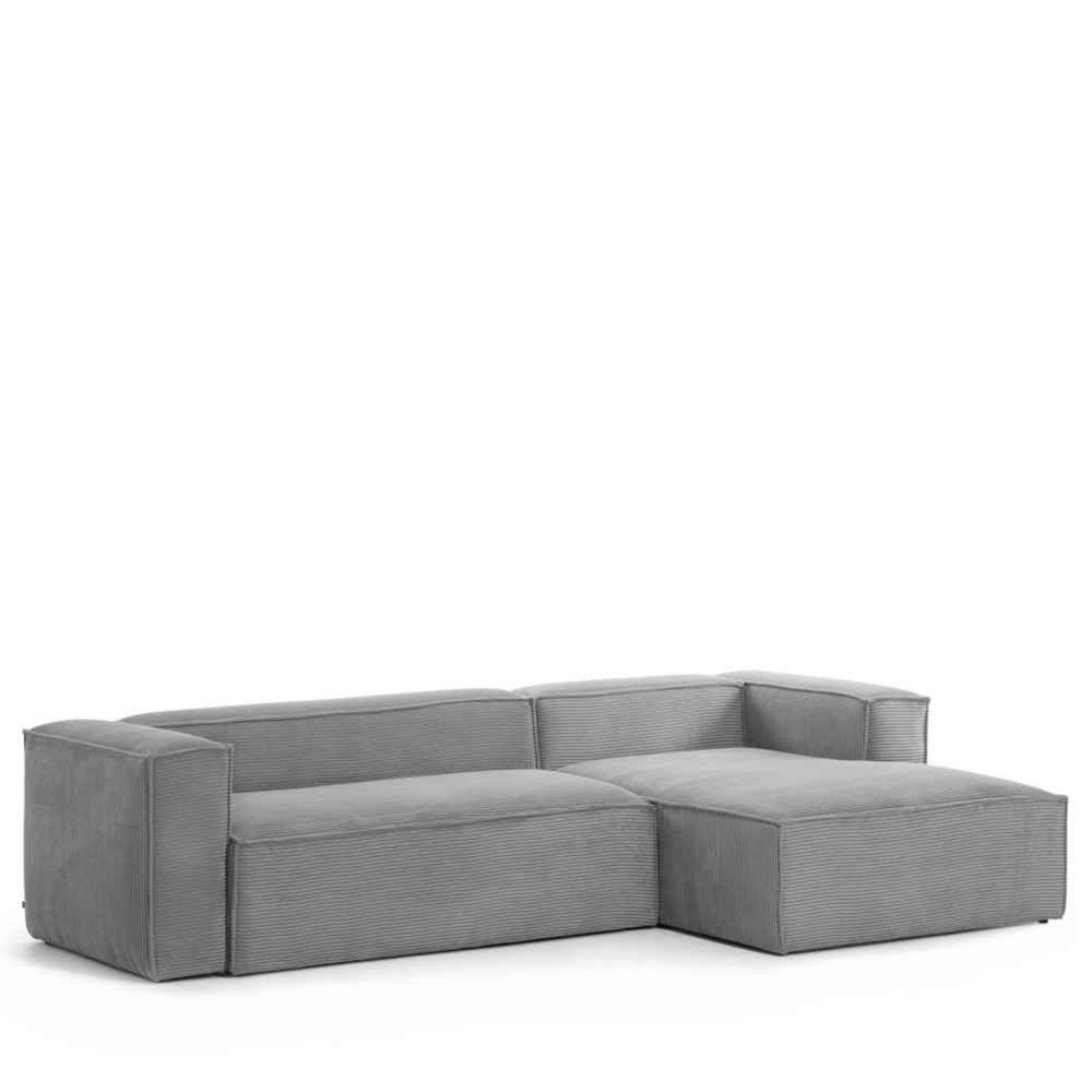 blok - canapé d'angle 3 places en velours avec méridienne droite - couleur - gris