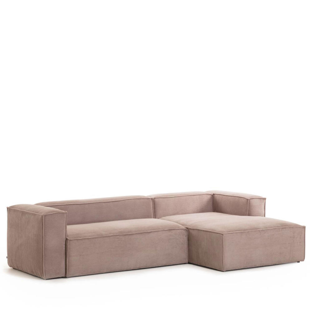 Canapé d'angle 3 places Rose Velours Moderne Confort