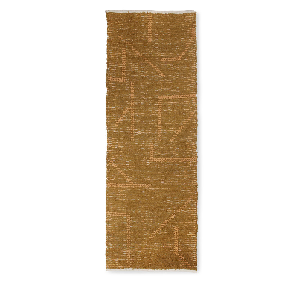 Bran - Tapis de couloir en coton tissé à la main - Couleur - Marron, Dimensions - 70x200cm