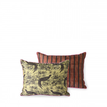 Linaé - Coussin 2 faces en imprimé jungle et soie 30x40cm