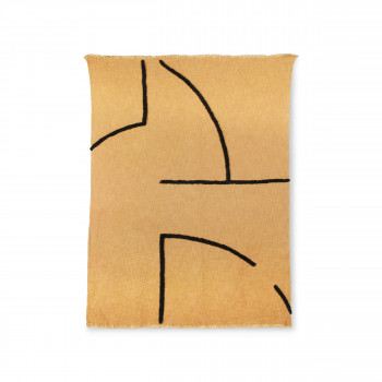 Selva - Plaid tissé avec des lignes touffetées noires 130x170 cm