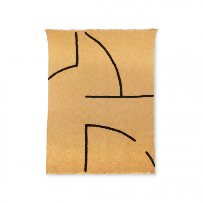 Selva - Plaid tissé avec des lignes touffetées noires 130x170 cm
