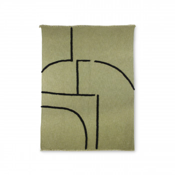 Selva - Plaid tissé avec des lignes touffetées noires 130x170 cm