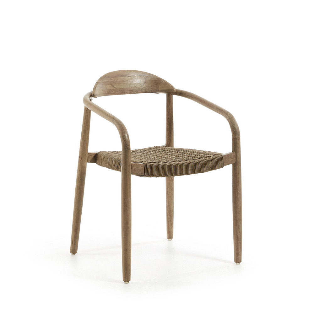 Nina - Lot de 4 chaises en acacia et corde pieds bois clair - Couleur - Beige