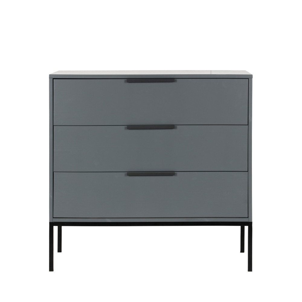 Adam - Commode 3 tiroirs en bois - Couleur - Gris anthracite