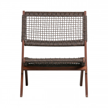 Lois - Fauteuil pliant en bois et résine tressée