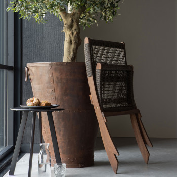 Lois - Fauteuil pliant en bois et résine tressée