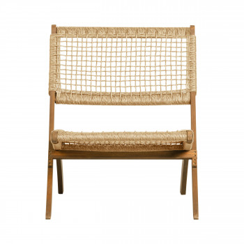 Lois - Fauteuil pliant en bois et résine tressée