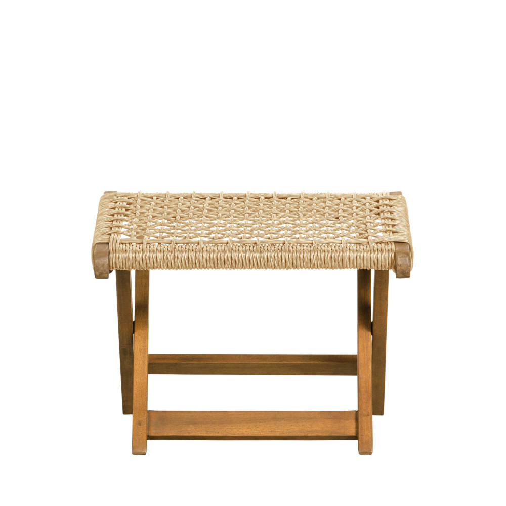 Lois - Repose-pieds pliant en bois et résine tressée - Couleur - Bois clair