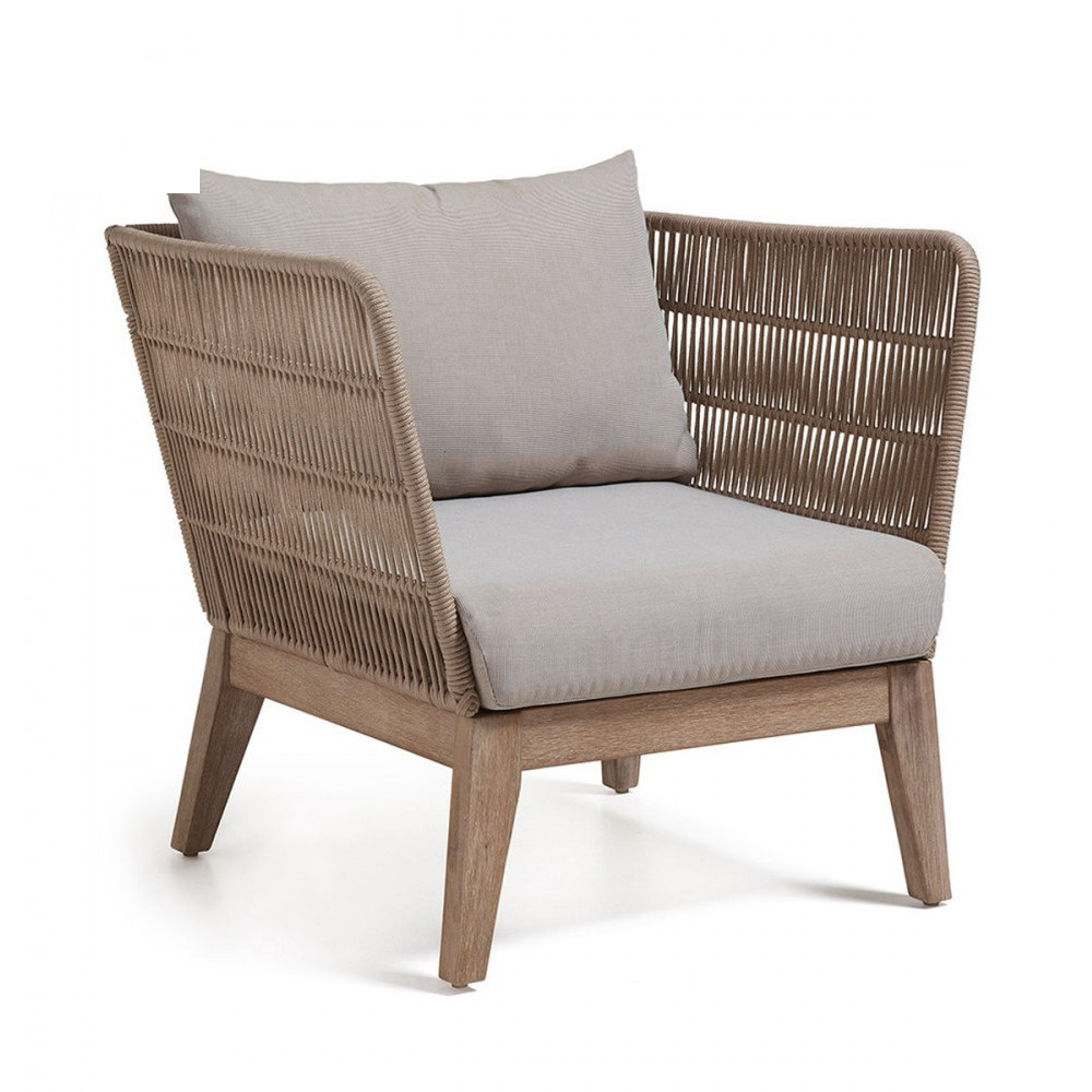 Belleny - 2 fauteuils de jardin vintage bois et corde - Couleur - Naturel