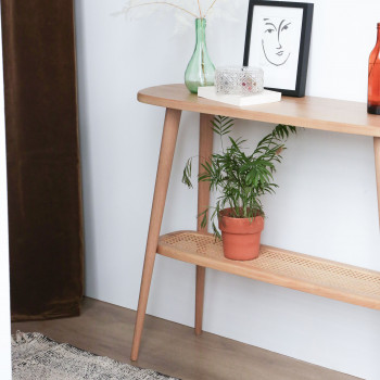 Ostnor - Console en bois et cannage