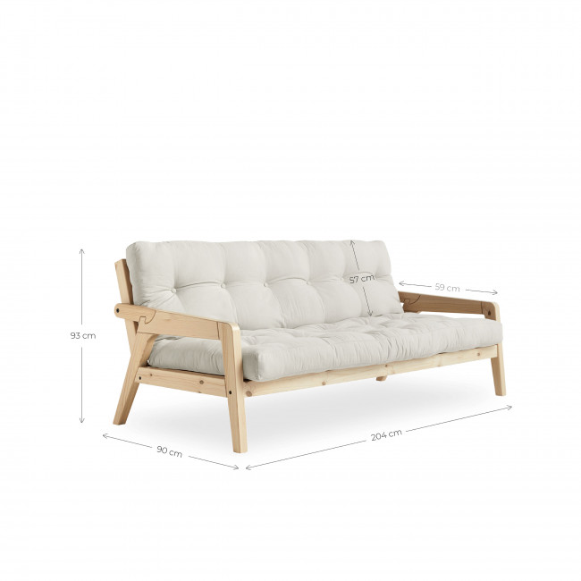 Grab - Canapé convertible en bois naturel et tissu