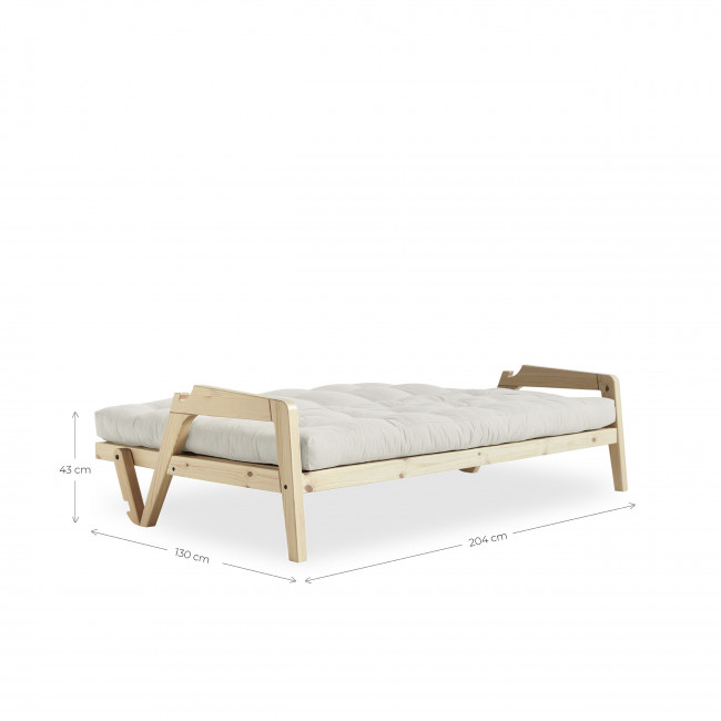 Grab - Canapé convertible en bois naturel et tissu