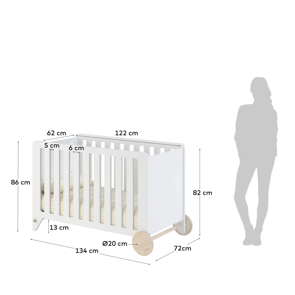 Lit Bebe En Bois 60x1cm Kave Home Nunila Drawer