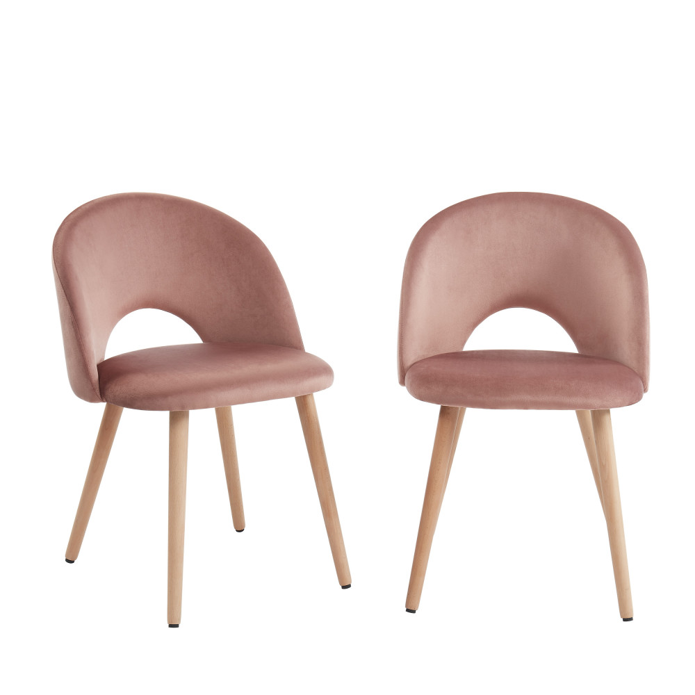 Bratina - Lot de 2 chaises en velours - Couleur - Vieux rose