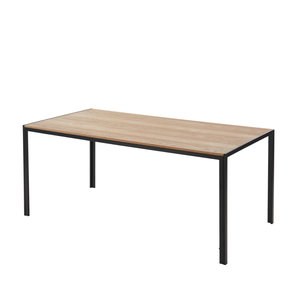 Tuzi - Table à manger plaquée frêne et métal 180 x 90 cm - Couleur - Bois clair