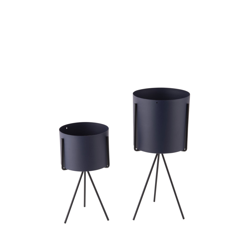 Pedestal - 2 cache-pots rond en métal - Couleur - Bleu foncé