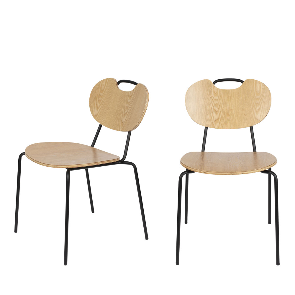 Aspen - Lot de 2 chaises en bois et métal - Couleur - Marron