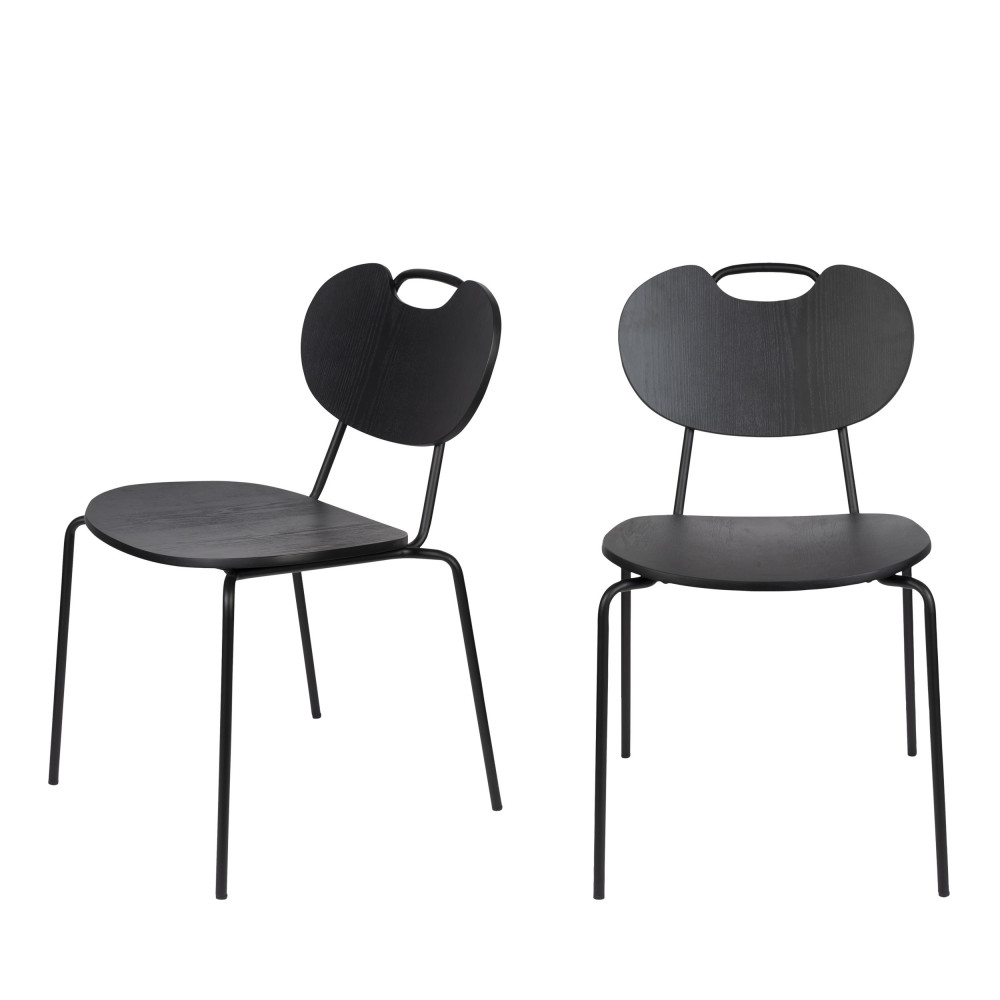 Aspen - Lot de 2 chaises en bois et métal - Couleur - Noir