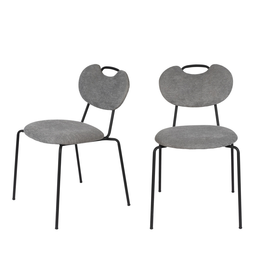 Aspen - Lot de 2 chaises en tissu et métal - Couleur - Gris