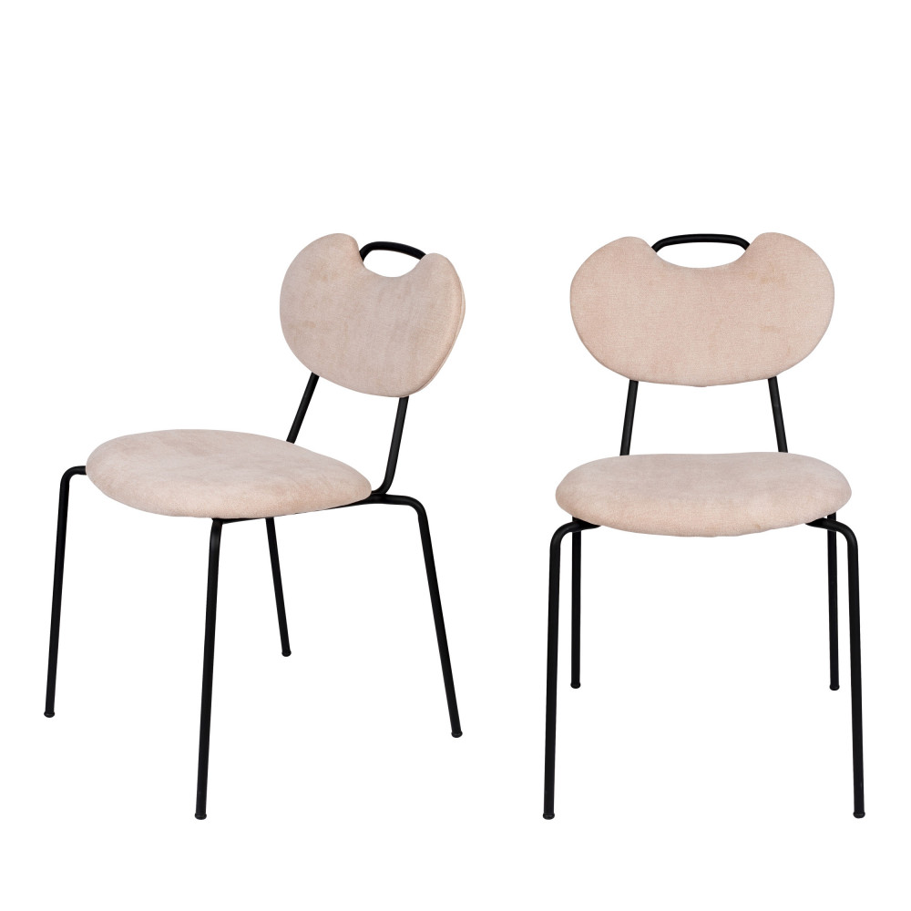 Aspen - Lot de 2 chaises en tissu et métal - Couleur - Rose