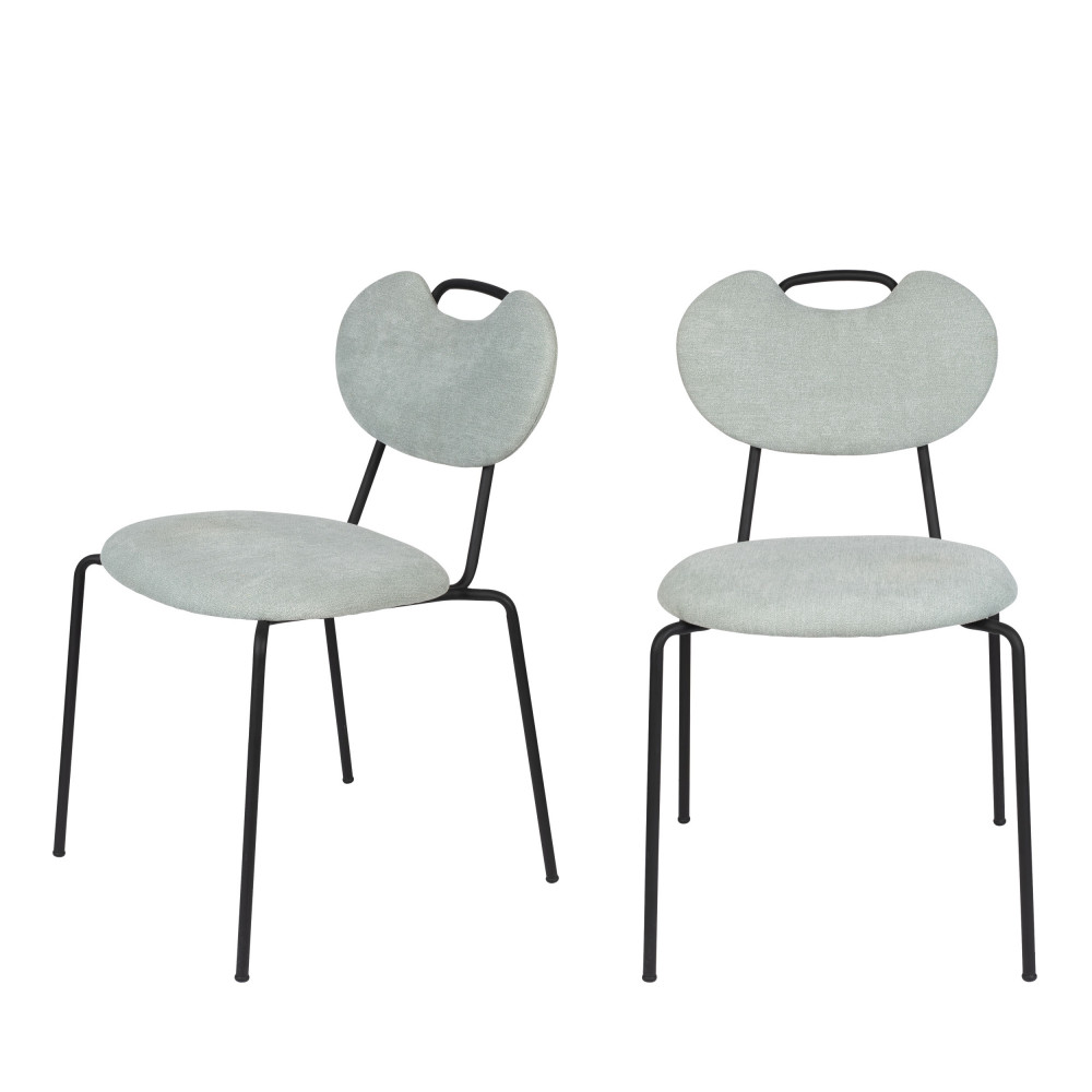 Aspen - Lot de 2 chaises en tissu et métal - Couleur - Vert
